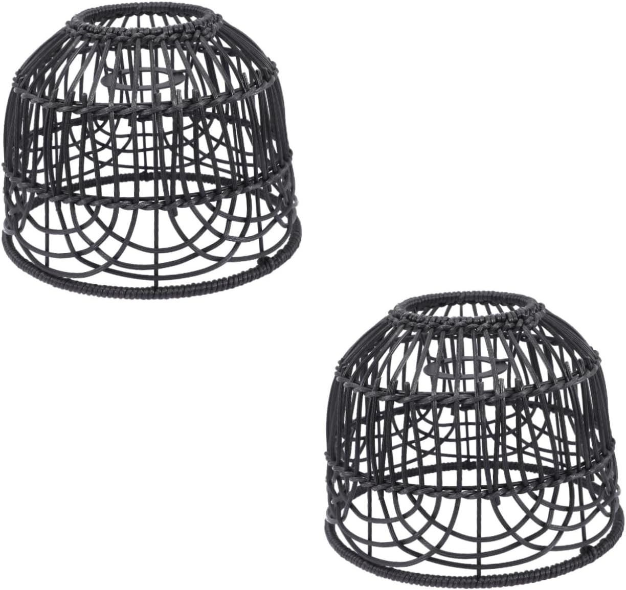 2pcs Outdoor Hanging Decor Chandelier Lamps Shade Rustic Woven Lampshade Replacement
