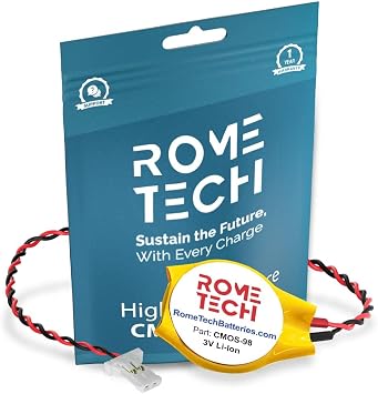 Rome Tech CR2032 CMOS BIOS Battery for Lenovo IdeaPad 330S-14IKB, 330S-15IKB, 330S-15IKB GTX1050 - Laptop Backup 3V RTC with 2 Wire Cable