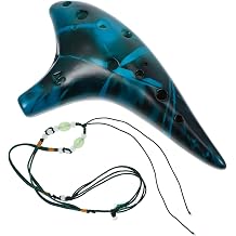 Alto Ocarina Musical Instrument Lightweight Handmade Clay Mid C Tone Blue for Beginners Portable Music Learning and Tabletop Decoration