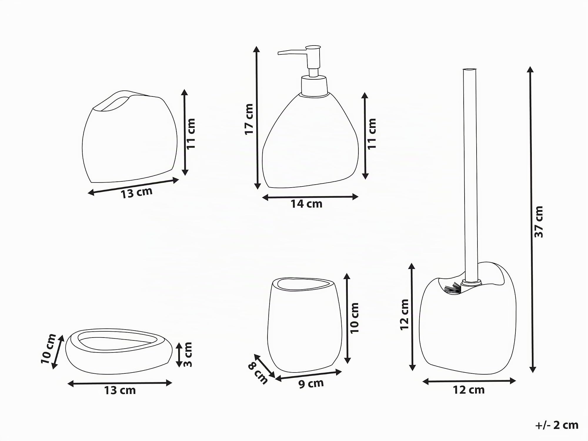 Badaccessoires Set 5-teilig Kunstharz hellgrau Betonoptik Badausstattung Coata