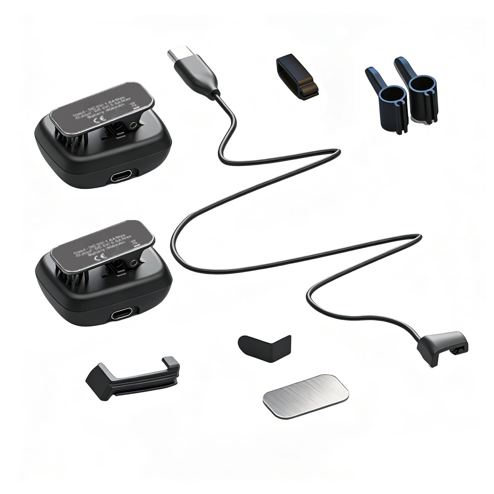 Confezione da 2 celle energetiche ricaricabili portatili per occhiali intelligenti con ricarica di tipo C e display illuminato, set di dispositivi simbolici compatti