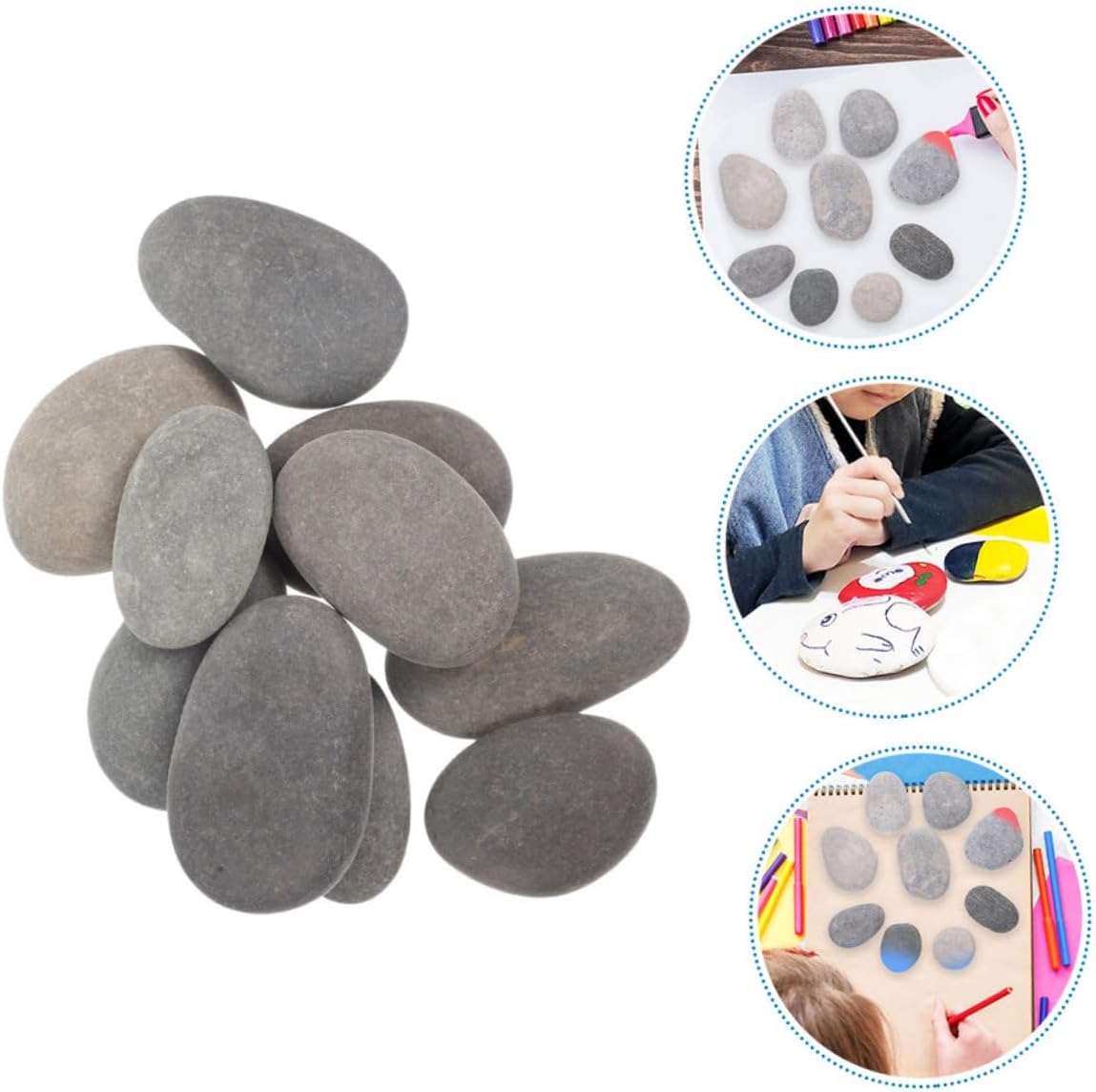 HAPINARY 10pcs Craft Stones Natural River Rocks Smooth Pebbles for Painting DIY Projects
