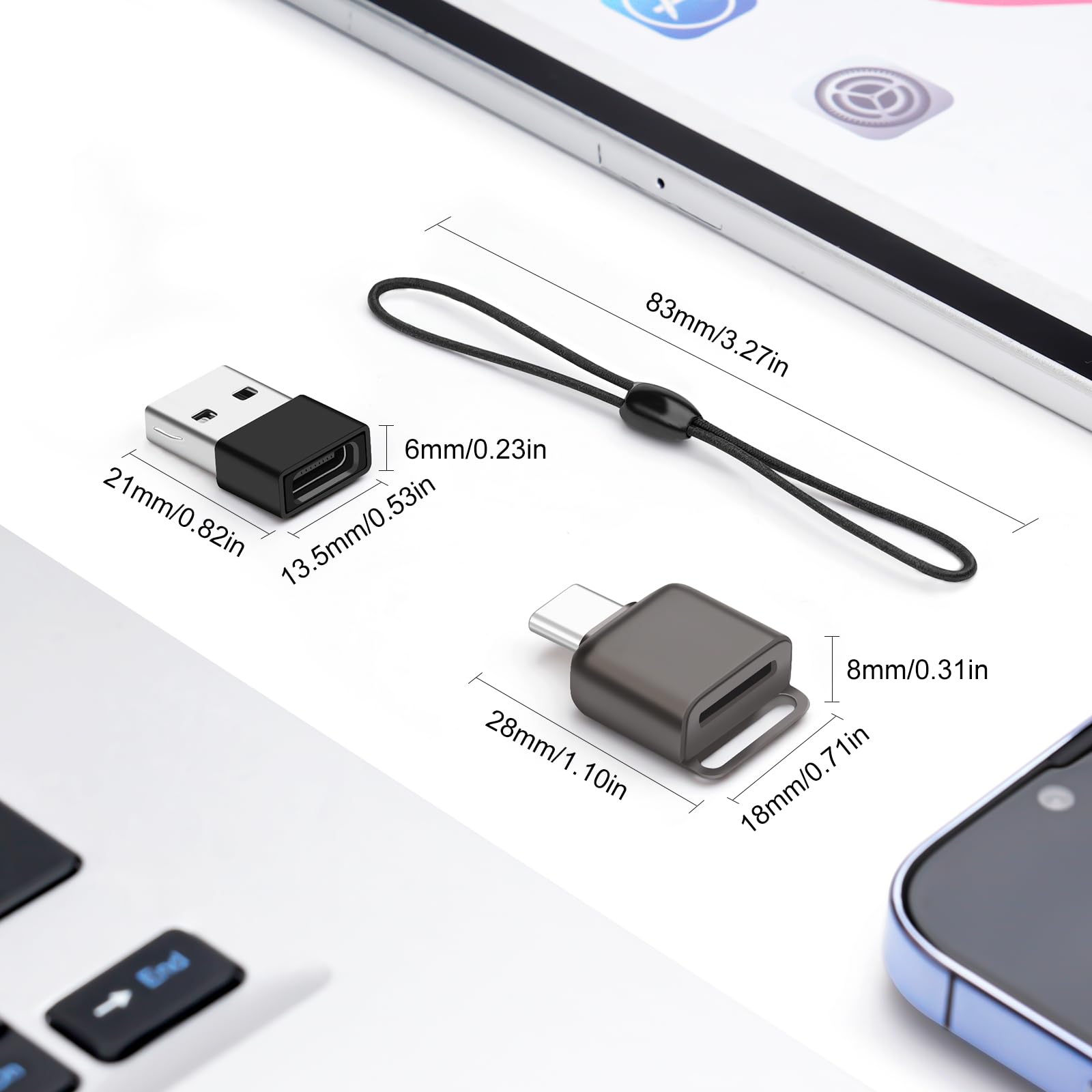 Czytnik kart microSDUSB, czytnik pamięci USB-C typu C 3.0 na TF z adapterem USB-C dla MacBook, laptopów i telefonów z Androidem, szary
