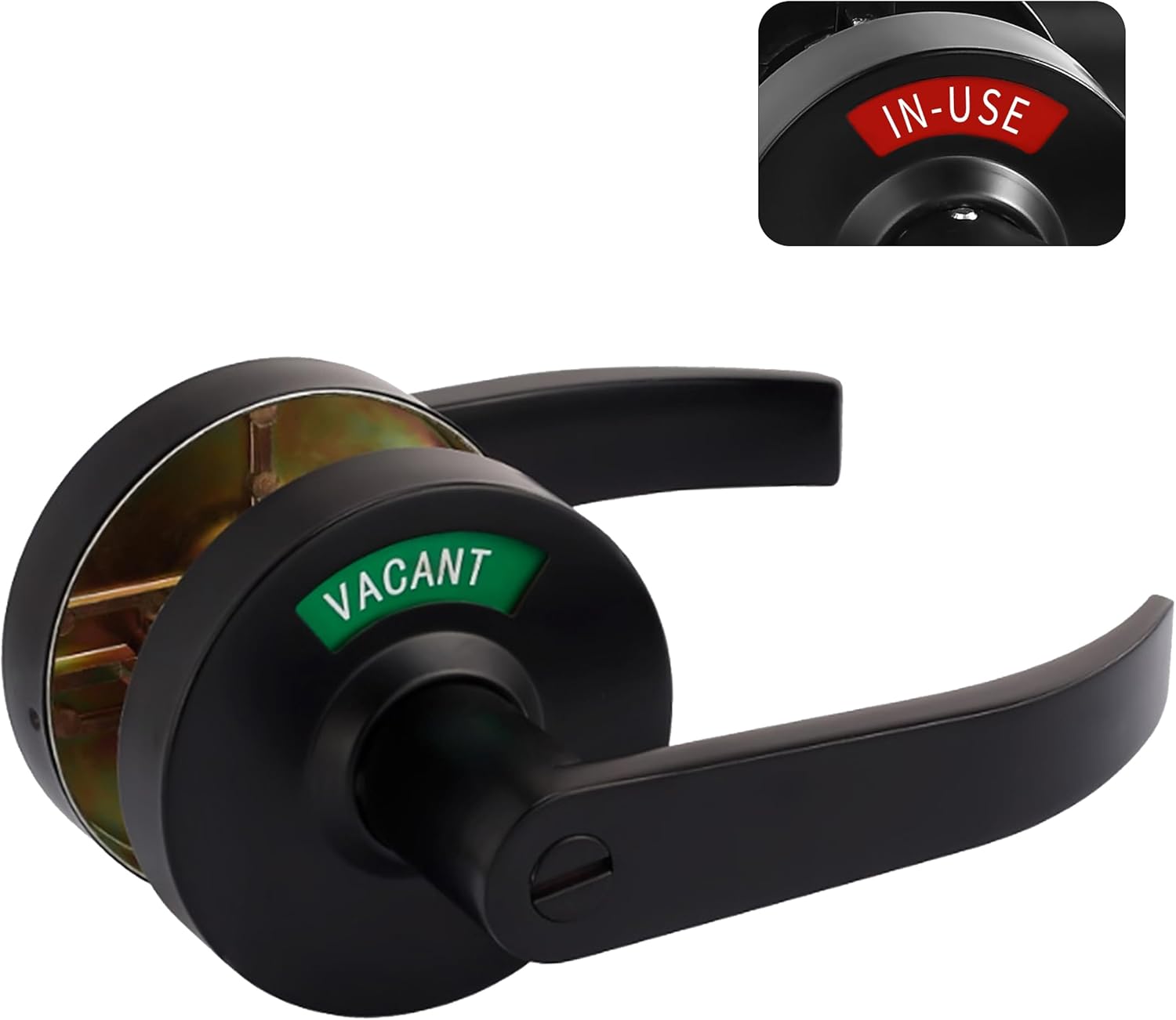 MuteX Extra Large Bathroom Privacy Lever Lock with Large Inuse or Vacant Indicator for Men Women Restroom, ANSI Grade2 Commercial Grade, Perfect for Professional Office Buildings