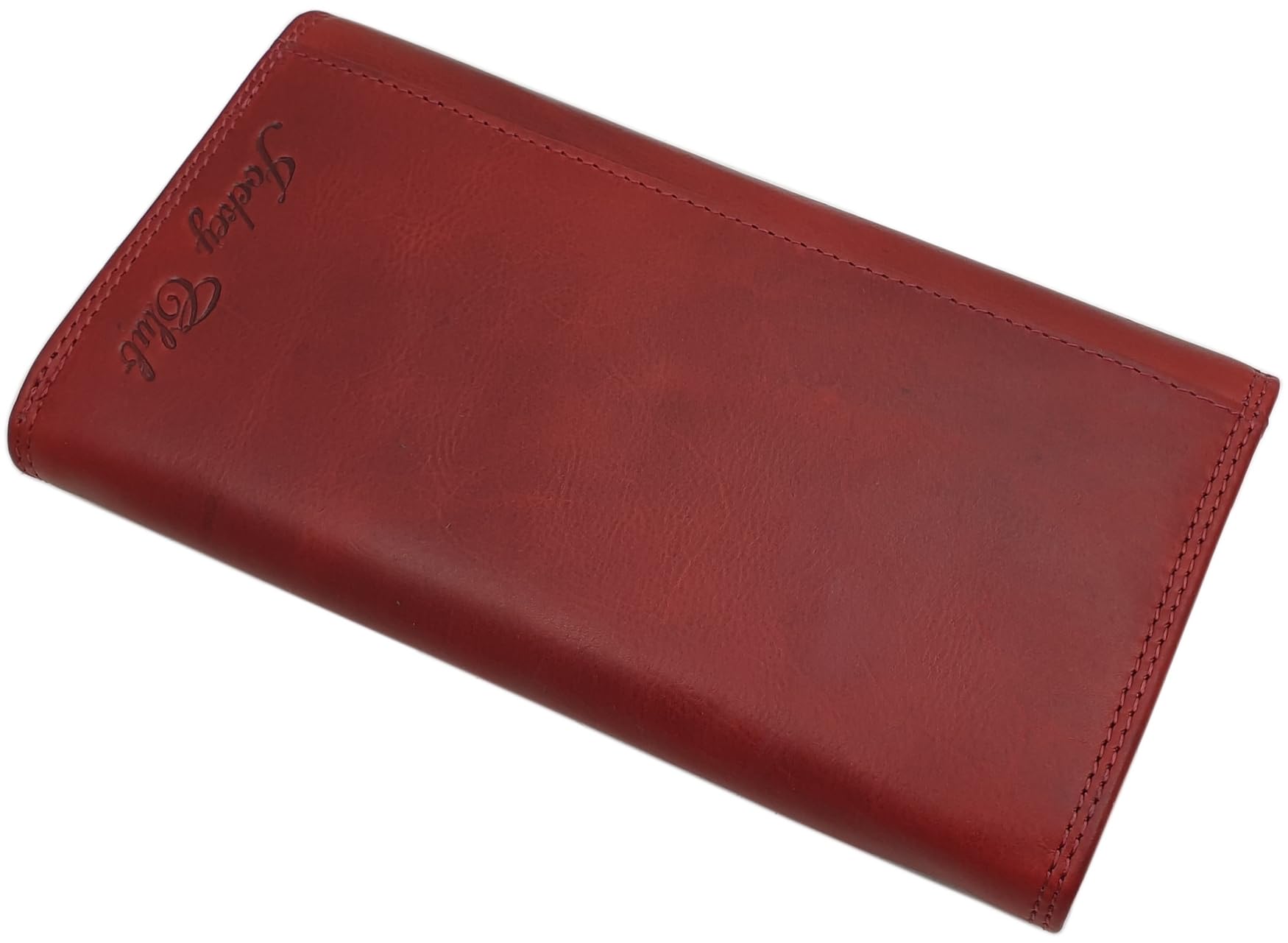 myledershop Grande vacchetta portafoglio per donna con farfalla-motivo con blocco RFID & NFC (Rosso Ciliegia)
