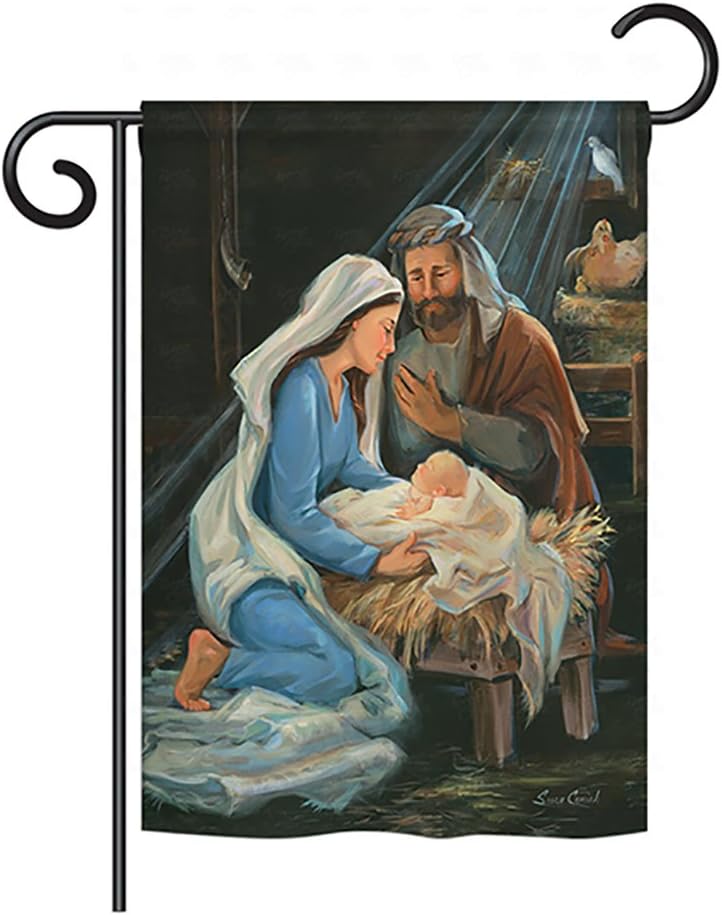 Breeze Decor - Nativity Winter - Seasonal Nativity Impressions Decorative Vertical Garden Flag 13" x 18.5" Printed In USA