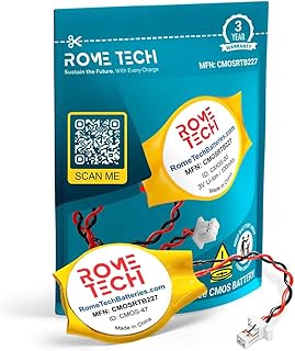 Rome Tech CR2032 CMOS BIOS Battery for Dell Inspiron 14z 5423, Latitude 3301, 3410 - Laptop Backup 3V RTC CR 2032 Battery with 2 Wire Cable