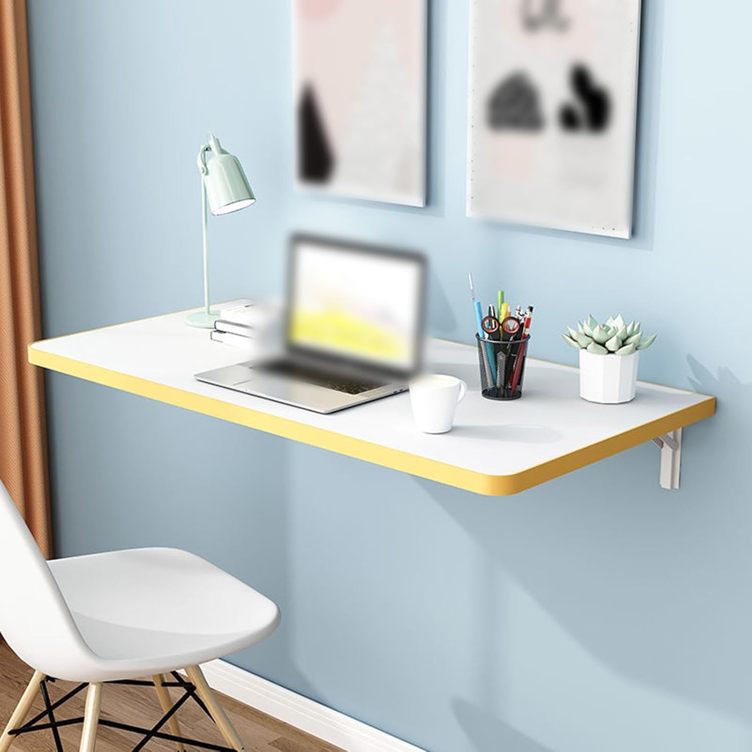 Laundry Floating Folding Table, Folding Wall-Mounted Drop-Leaf Table, Computer Desk Children Table Desk, Floating Wall Mounted Desk,Bar Tables,Workbench,for Office Bedroom Laundry Bar Kitchen ( Color