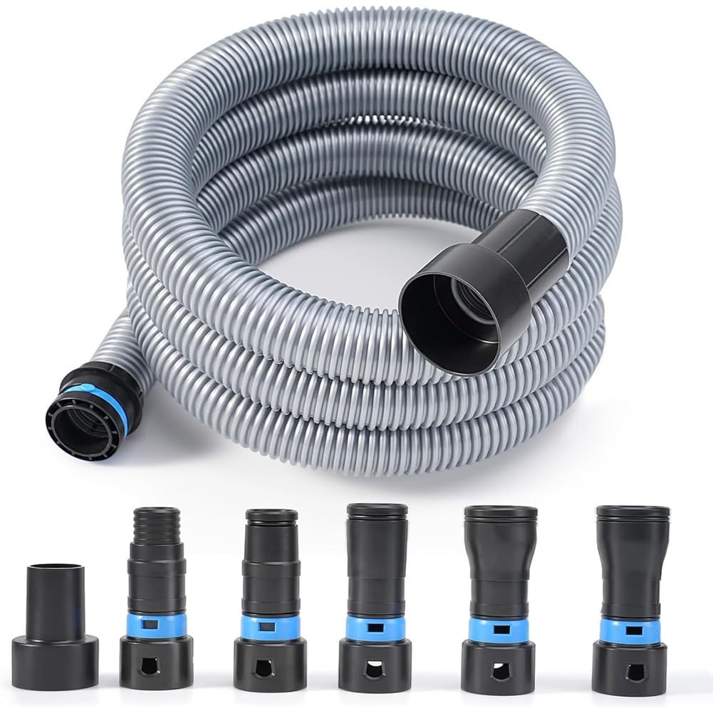 Kit Herramientas Eléctricas con Manguera 20 Pies, Conexión Manguera para Colector Polvo 2-1/2 Pulgadas, para Sistemas Aspiración Domésticos y Taller, Sierras Mesa y Lijadoras.