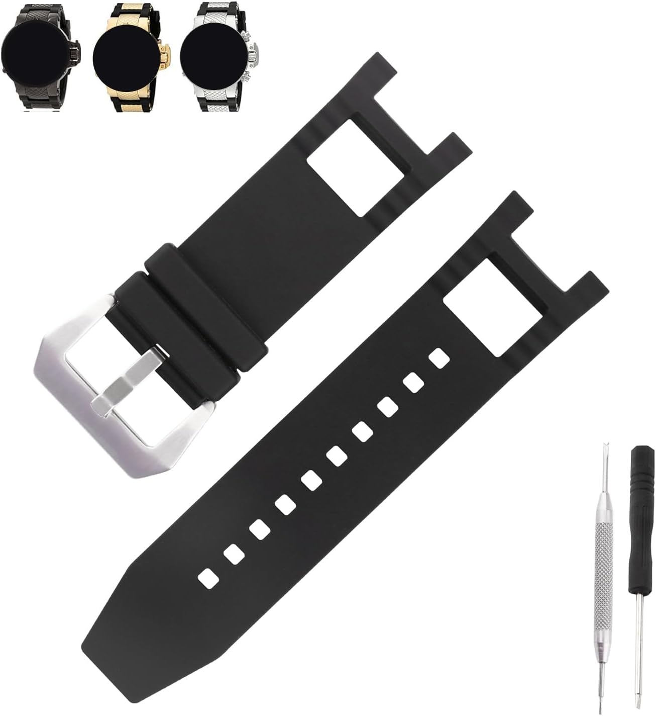 Rubber 28mm Watch Bands Compatible Fit for Invicta Subaqua Noma III 0736 0779 0924 1149 1150 14942 1577 5511 6043 10104 90110 13921 17114 18520 19828 10118 Replacement Silicone Strap Wirstband for Men and Women Waterproof Bracelet Watch accessories