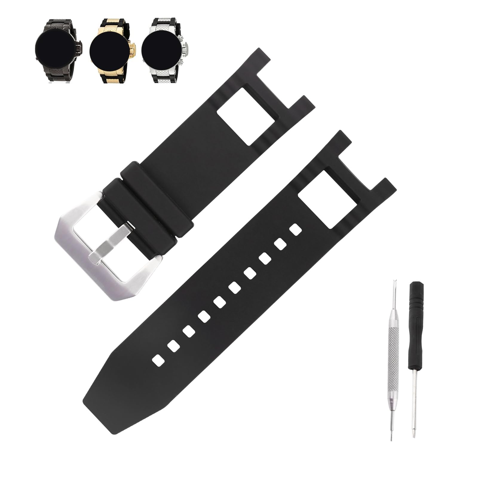 MMBAYRubber 28mm Watch Bands Compatible Fit for Invicta Subaqua Noma III  0736 0779 0924 1149 1150 14942 1577 5511 6043 10104 90110 13921 17114 18520