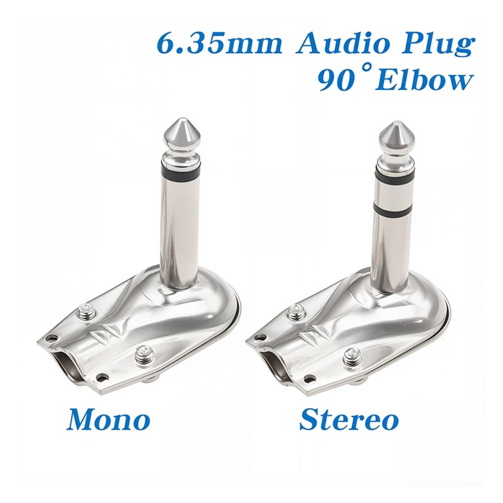 5 sztuk Metal kąt prosty 6.35mm Mono/Stereo Jack 90 stopni 2/3 bieguny Złącze wzmacniacza telefonu dla gitary HCHDT(mono, 5 szt.)