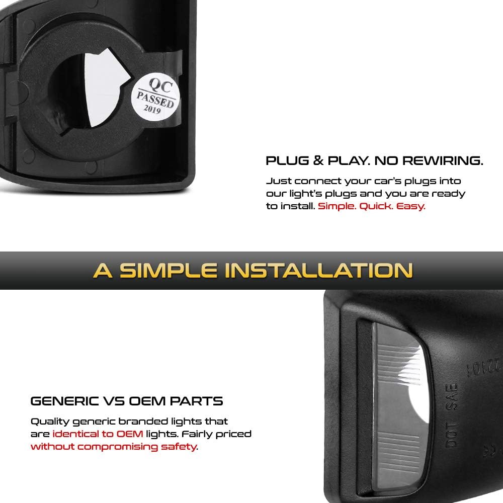 VIPMOTOZ Black Bezel License Plate Light Tag Lamp Housing Assembly Replacement For Chevy Silverado GMC Sierra 1500 2500HD 3500HD Avalanche Cadillac Escalade Tahoe Suburban Traverse Yukon XL