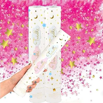 Gender Reveal Pink Star Confetti,2 pack Boy or Girl Star Confetti Baby Girl Baby Shower Theme Table Decorations Birthday Party Drink Toppers Anniversary Party Decorations Supplies pink