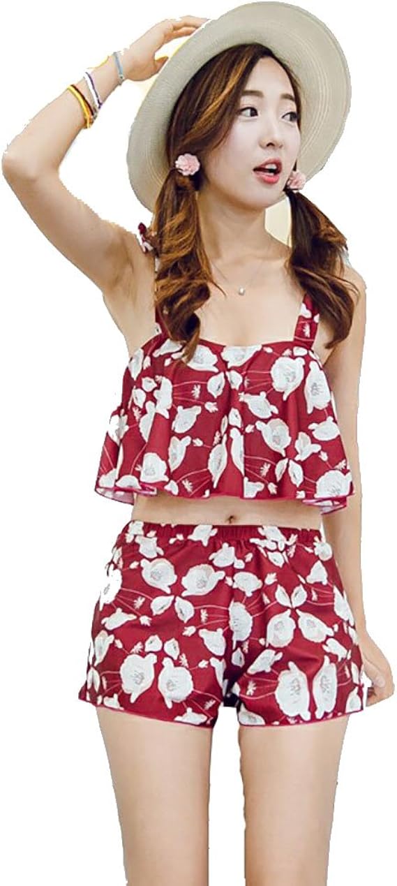 Amazon Bananal 3点セット かわいい花柄 レディース 水着 体型カバー ワイヤー ビキニ ショートパンツ バンドゥ ビキニ 短パン おしゃれ セパレート 大人 女性用 ママ水着 セクシー 海水浴 女の子 ブラジャー オーバーウェア 通販
