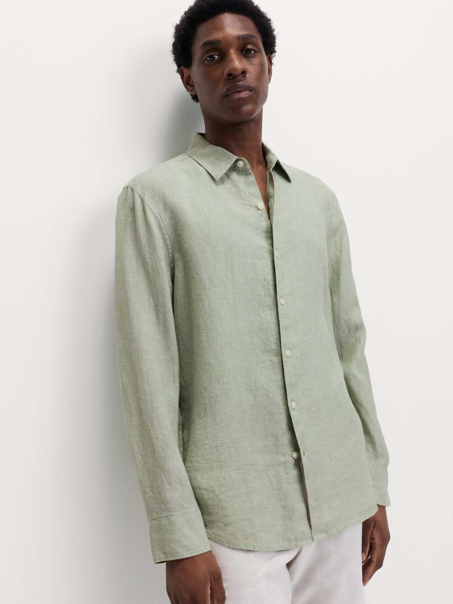 Marks & Spencer Camisa de Lino Puro para Hombre, Ajuste Normal, Transpirable