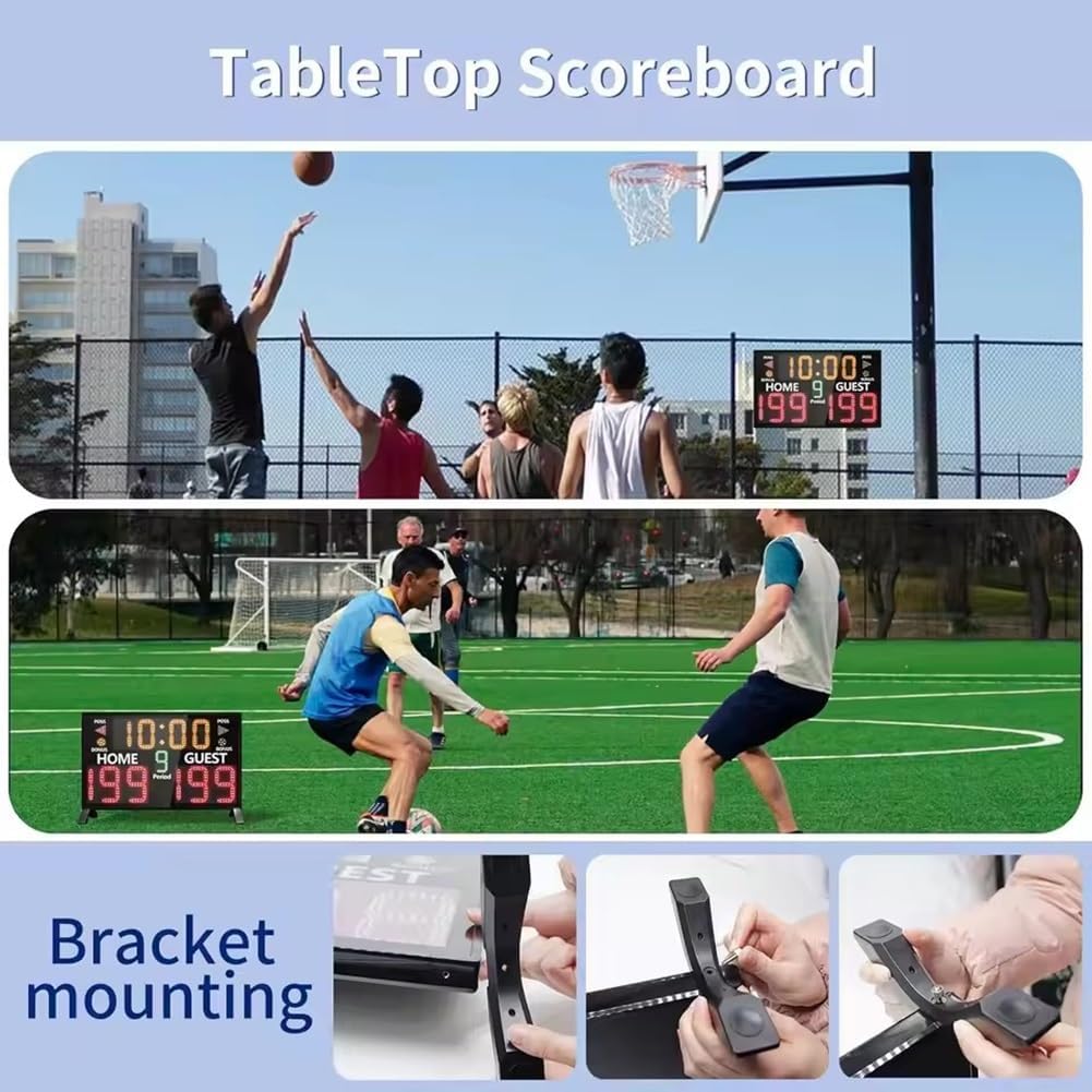 LED Digital Basketball Scoreboard with Shot Clock, 12/14/24/30/25/60 Seconds, Battery Powered Electronic Scoreboard with Remote,Scoreboard