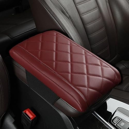 Car Armrest Pad for Audi Q2 Q3 Q4 Q5 Q7 Q8 SQ2 SQ5 SQ7 SQ8 RS-Q3 RS-Q8 TFSI, Waterproof Wear-resistant Center Console Protector Pad, Memory Foam Arm Rest Cushion,B/Red