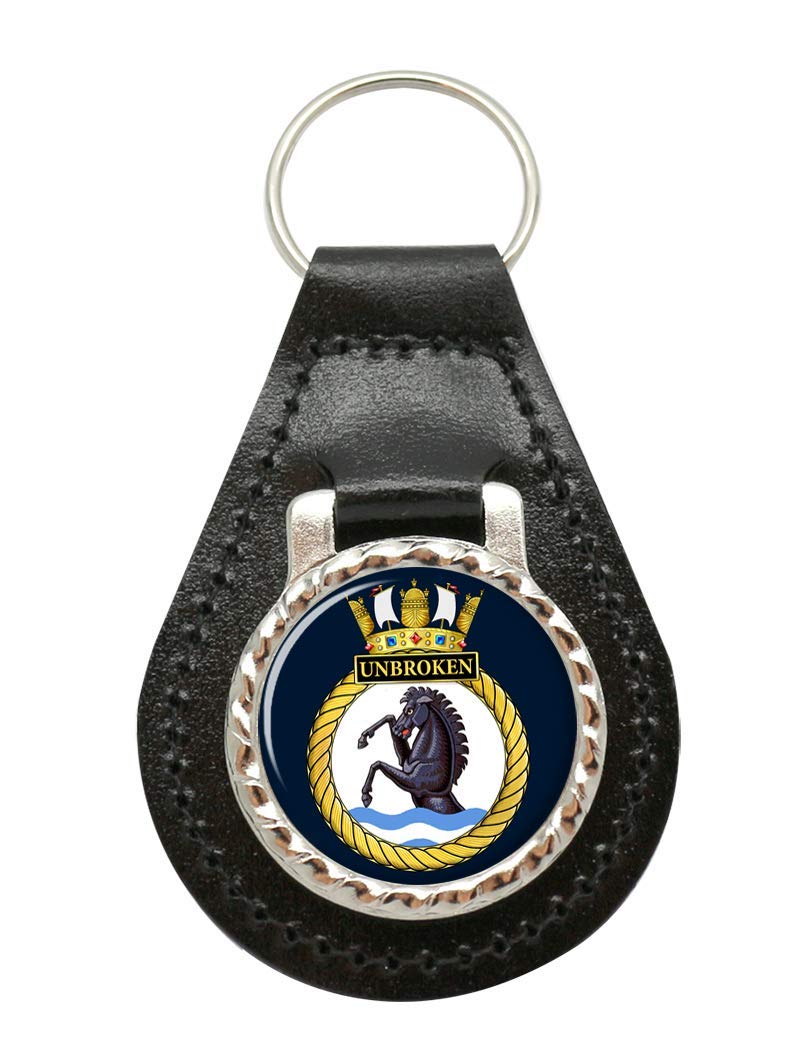 Giftshop UK HMS Unbroken, Royal Navy Leather Key Fob