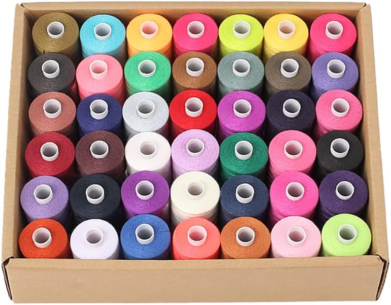 42-Color Sewing Thread Assortment - Cotton & Polyester Thread Set for Sewing Machine & Hand Embroidery