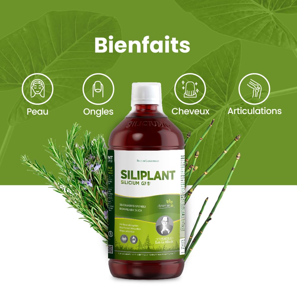G7 Siliplant Formule améliorée. Complément de Silicium Liquide pour Peau Cheveux Ongles. Accélère la Pousse des Cheveux et Ongles. Collagène Natif Os Articulations et Dents. Traitement 33 j.