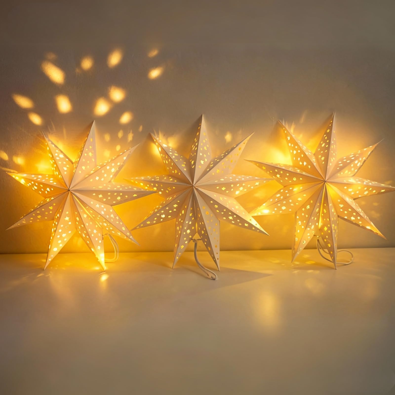 BESPORTBLE 3Pcs White Paper Star Lantern - 35cm Christmas Wedding
