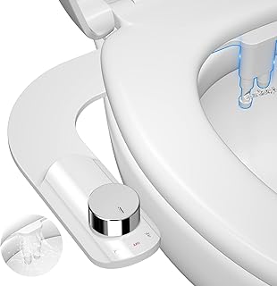 PENDEJATO Bidet Attachment for Toilet UK - Ultra-Slim Bidet with Dual Nozzle (Frontal & Rear Wash) - WC Bidet Toilet Seat Attachment with Water Pressure Adjustment - Easiest Operation（Chromed Knob）