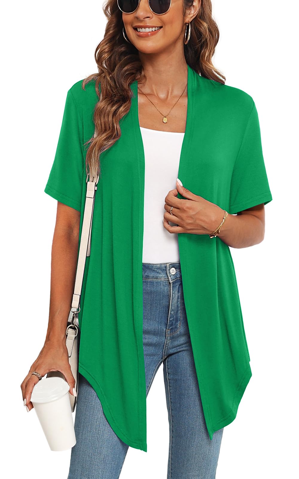 Veryoung Women's 2026 Casual Short Sleeve Cardigan Front Tie Lightweight Summer Casual Open Front Cardigans