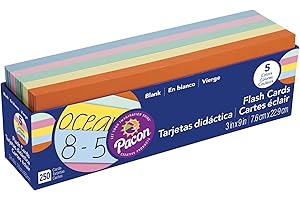 Pacon Assorted Blank Index Cards for Crossword Puzzles, Word Games, Back to School, and More