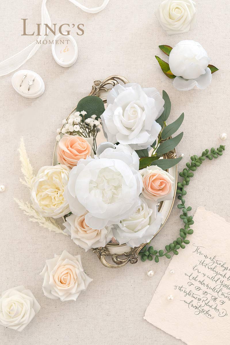 Ling's Moment Künstliche Blumen Swags – 2 Stück, Weiße Rosen Girlande Für Hochzeitstisch-Dekoration