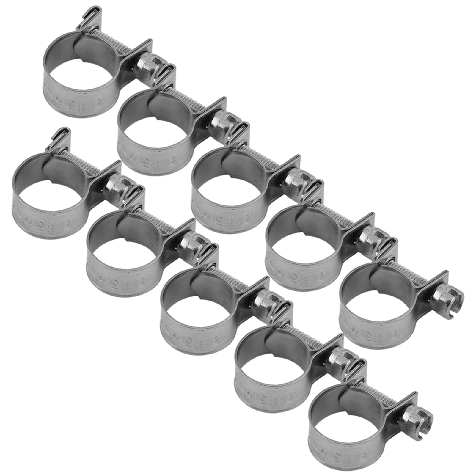 Hose Clips Clamps Set 10Pcs Stainless Steel T-Bolt Mini Fuel Line Pipe Hose Clamp Clip Rustproof 6mm-20mm Optional Size(13-15Mm)