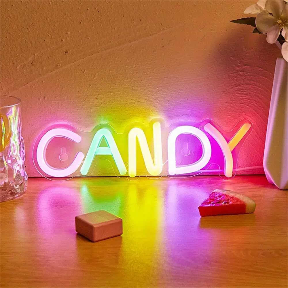 Candy Neon Sign Dimmable LED Candy Bar Neon Light USB Powered Light Up ...