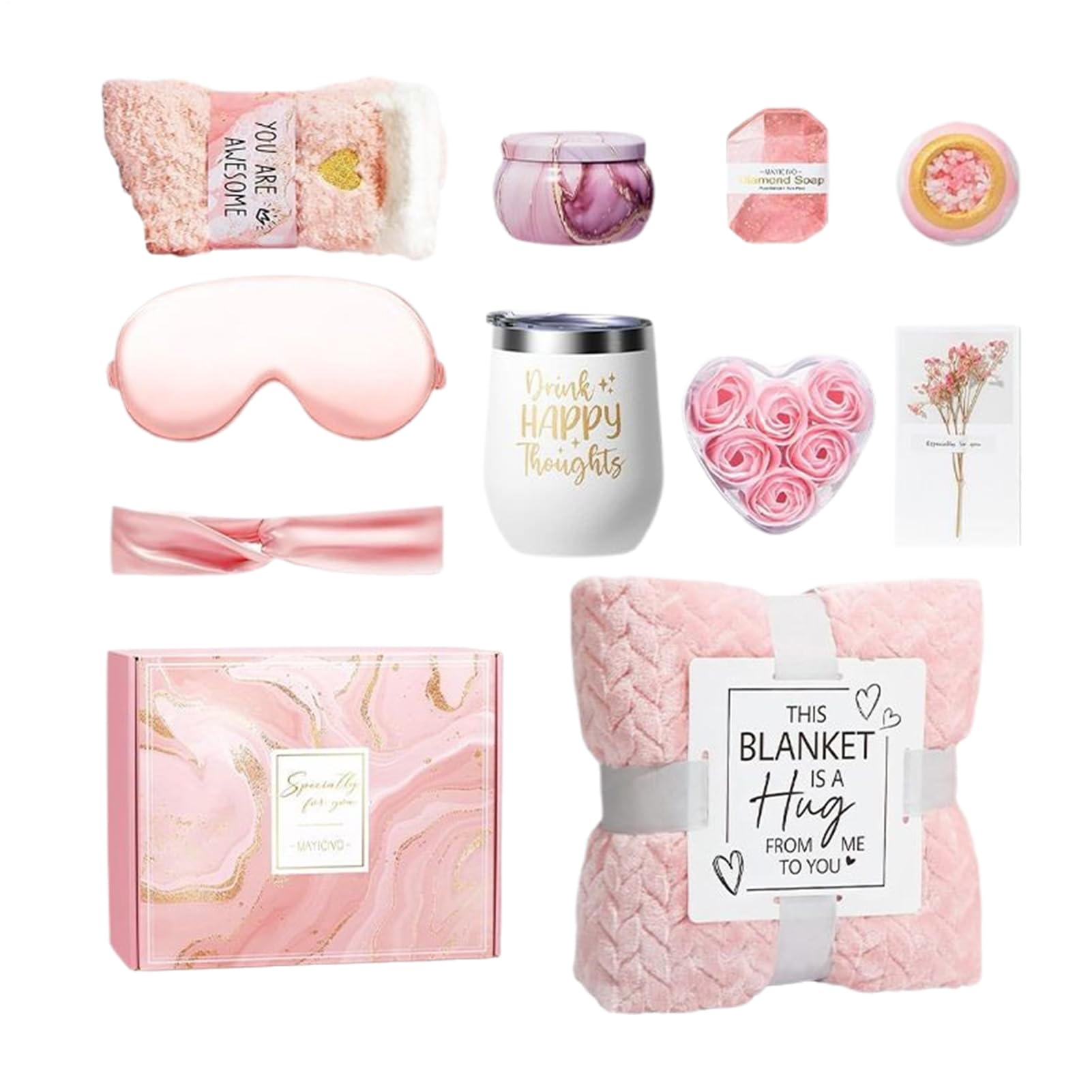 Damen-Set, Spa & Körperpflege, Entspannungs-Set mit Flanelldecke für Postpartner, Muttertag, Geschenk zum Ruhestand
