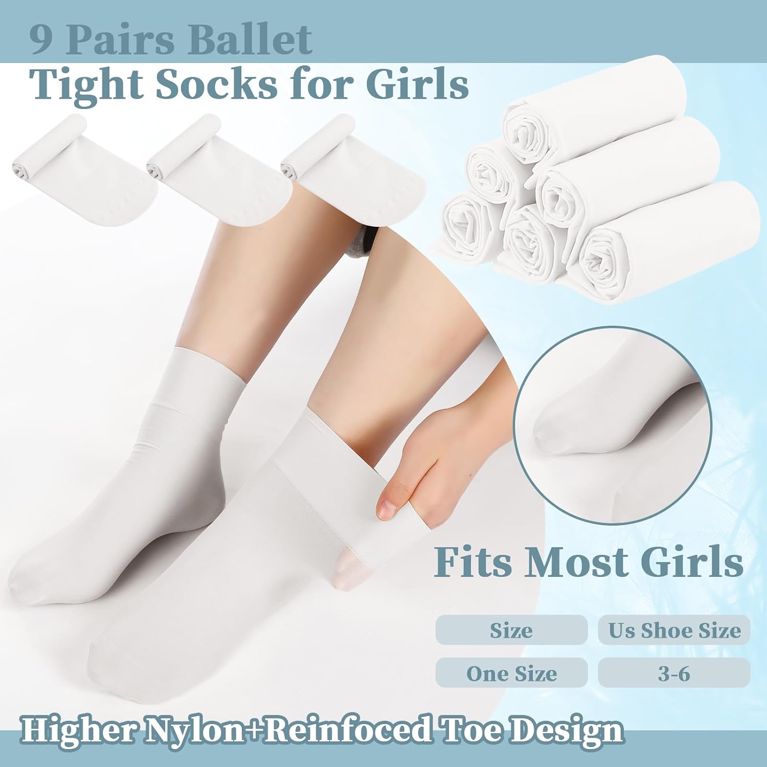 Janmercy 9 Pairs Dance Ballet Socks for Girl