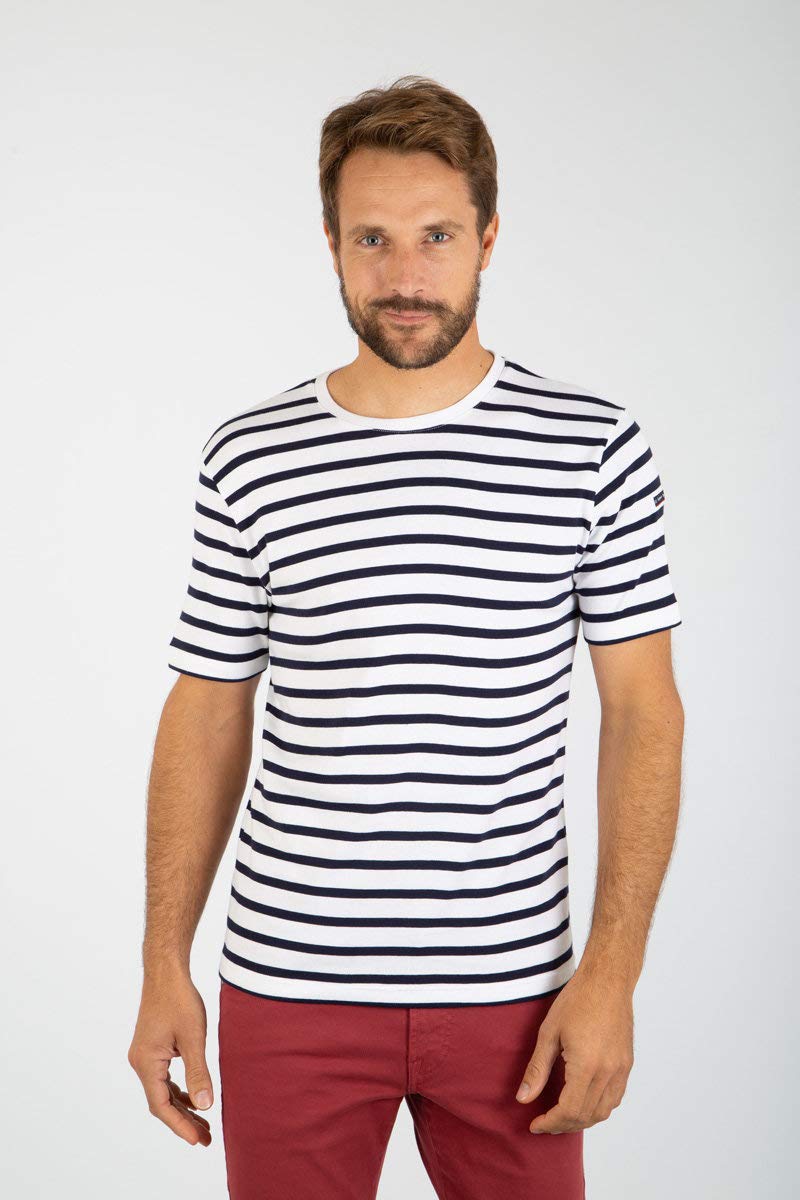 Armor Lux Men's Morgat T-Shirt, Multicolour (Blanc/Navire 400), Large
