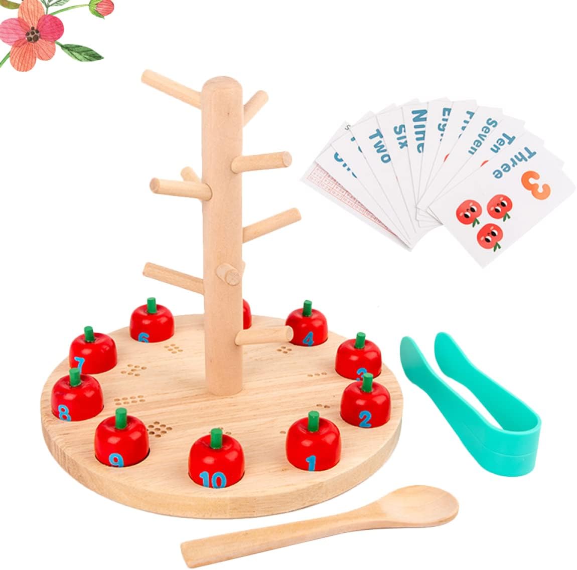 Toyvian 1set Tree Digital Educational Toy for Boy Girl Wooden Early Learning Plaything for Boys Girls Fun Interactive Teaching Tool for Cognitive Development and Parent-boy Girl Bonding