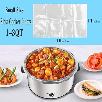 Slow Cooker Liners Small Size Pot Liners Disposable Cooking Bags Fit 1-3QT Suitable for Slow Cooker and Oval & Round Pot (16)