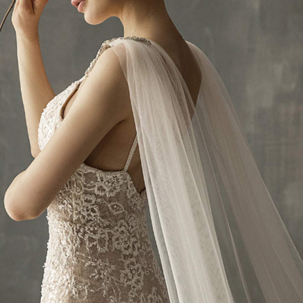 GUMEI Velo de Novia Mujer, Tul, Catedral, hasta el Suelo, Capas de Boda, Hombro, joyería de Cristal de imitación, Apliques Florales, Capa Larga para Novia