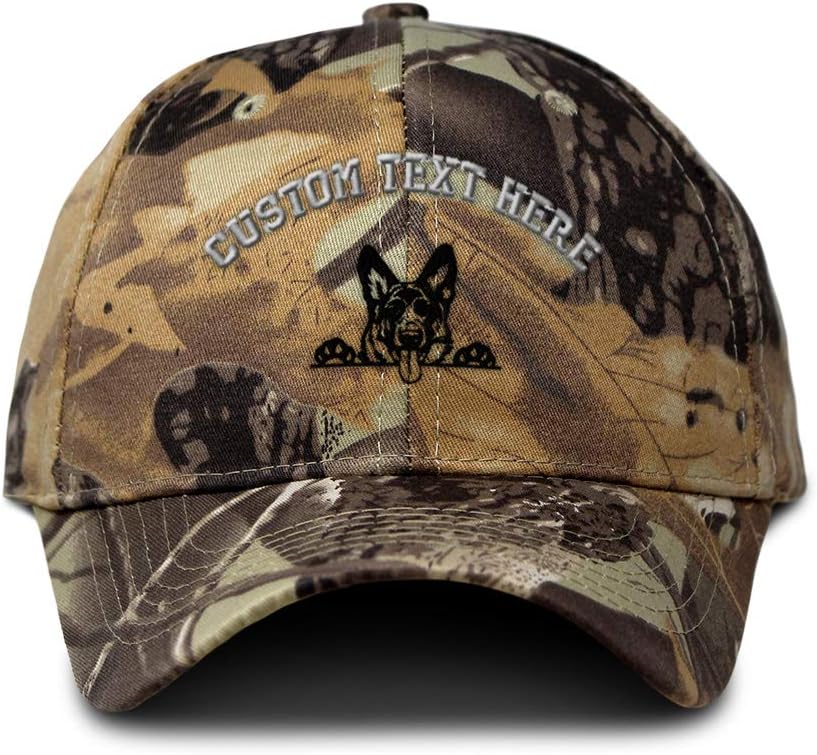 Custom Camo Baseball Cap Peeking German Shepherd Embroidery Cotton Strap Closure