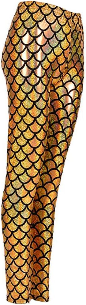 Fish Scale Mermaid Leggings Slim Fit Sports Yoga Gym Festival Gold