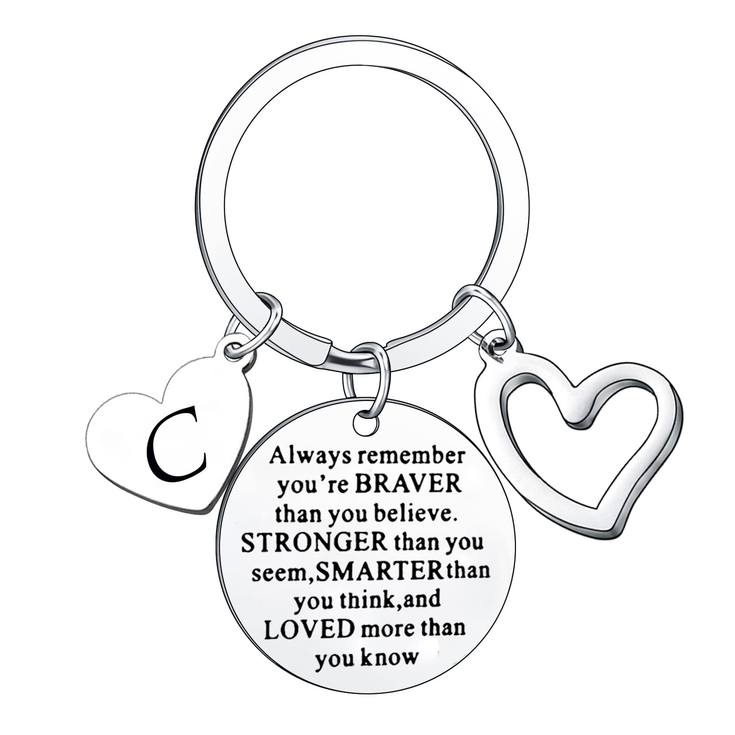 Inspirational Keychain Always Remember You Are Braver Than You Believe Jewellery Letter Keyring Gifts for Men Women