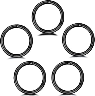 5Pcs Stainless Steel 16G 18G Sleeper Hoop Earrings for Women Men Septum Hinged Clicker Nose Lip Ring Helix Daith Cartilage Tragus Piercings Tiny Small Huggie Hoops Hypoallergenic Sensitive Ears Jewelry