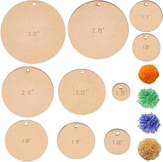 BENECREAT 20pcs 10 Sizes Pom Pom Maker Circle Wood Pompom Maker Tool Flat Round Pom Ball Craft Tool Set Trimming Guide for Needle Craft DIY Wool Knitting Craft