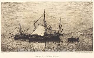 Art Print : Adolphe Appian, Barques de Cabotage, Historic Wall Décor : 36in x 24in