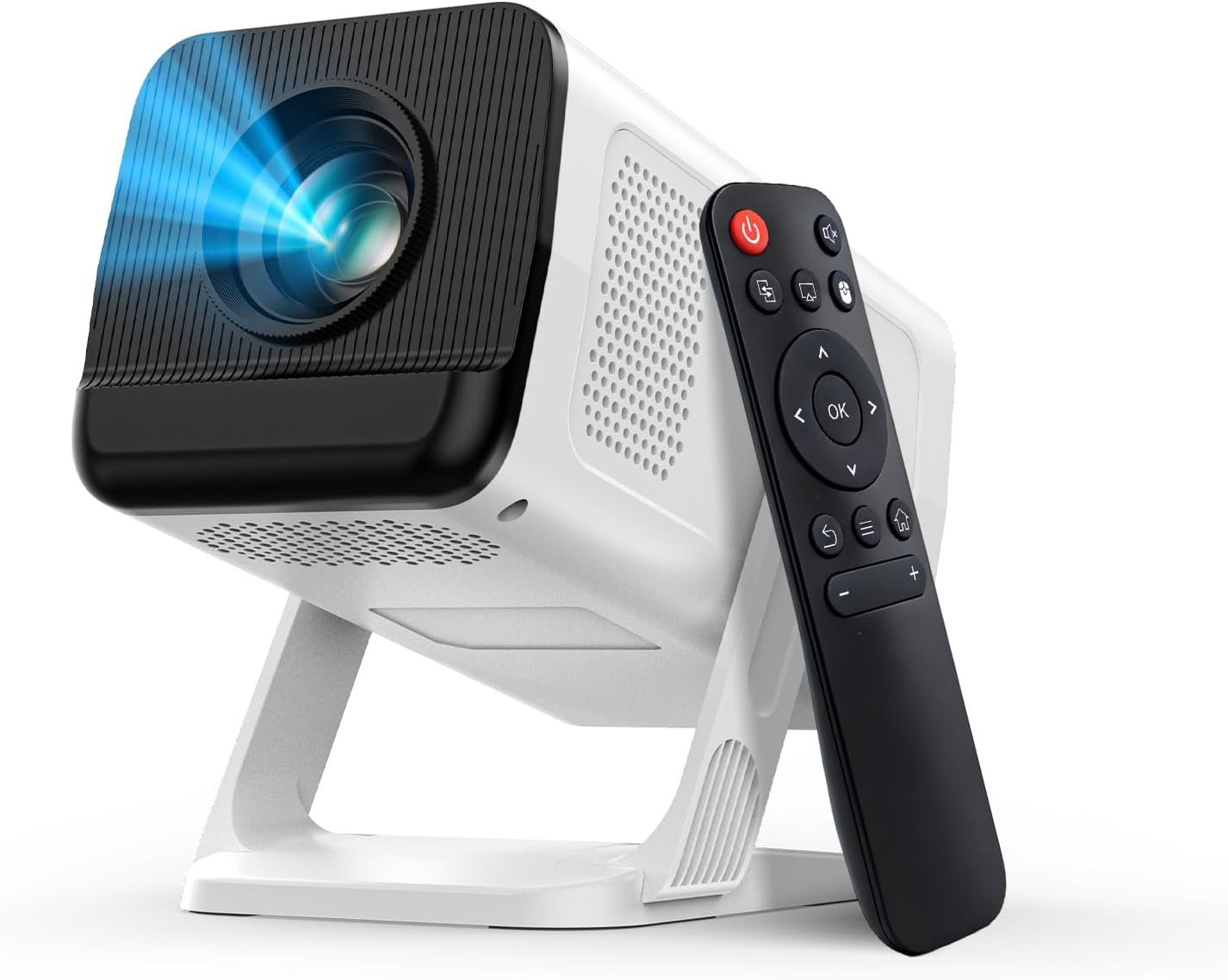 Mini Projector with WiFi and Bluetooth, Native 1080P, 200ANSI Portable Projector, Android 14 Smart System, Auto Keystone Correction, 210° Rotatable Video Projector Compatible with HDMI/USB/TV Stick