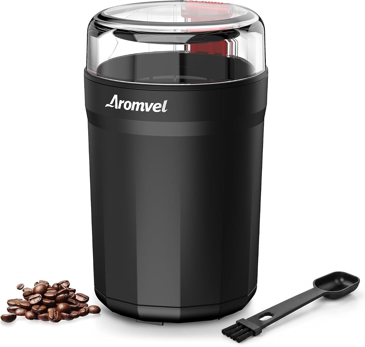 Electric Coffee Grinder, 2-in-1 Cleaning Brush & Scoop, Safety Lid | One Touch Coffee Mill with Stainless Steel Blades, Adjustable Coarse to Fine for Coffee Beans, Spice & Dry Grinding