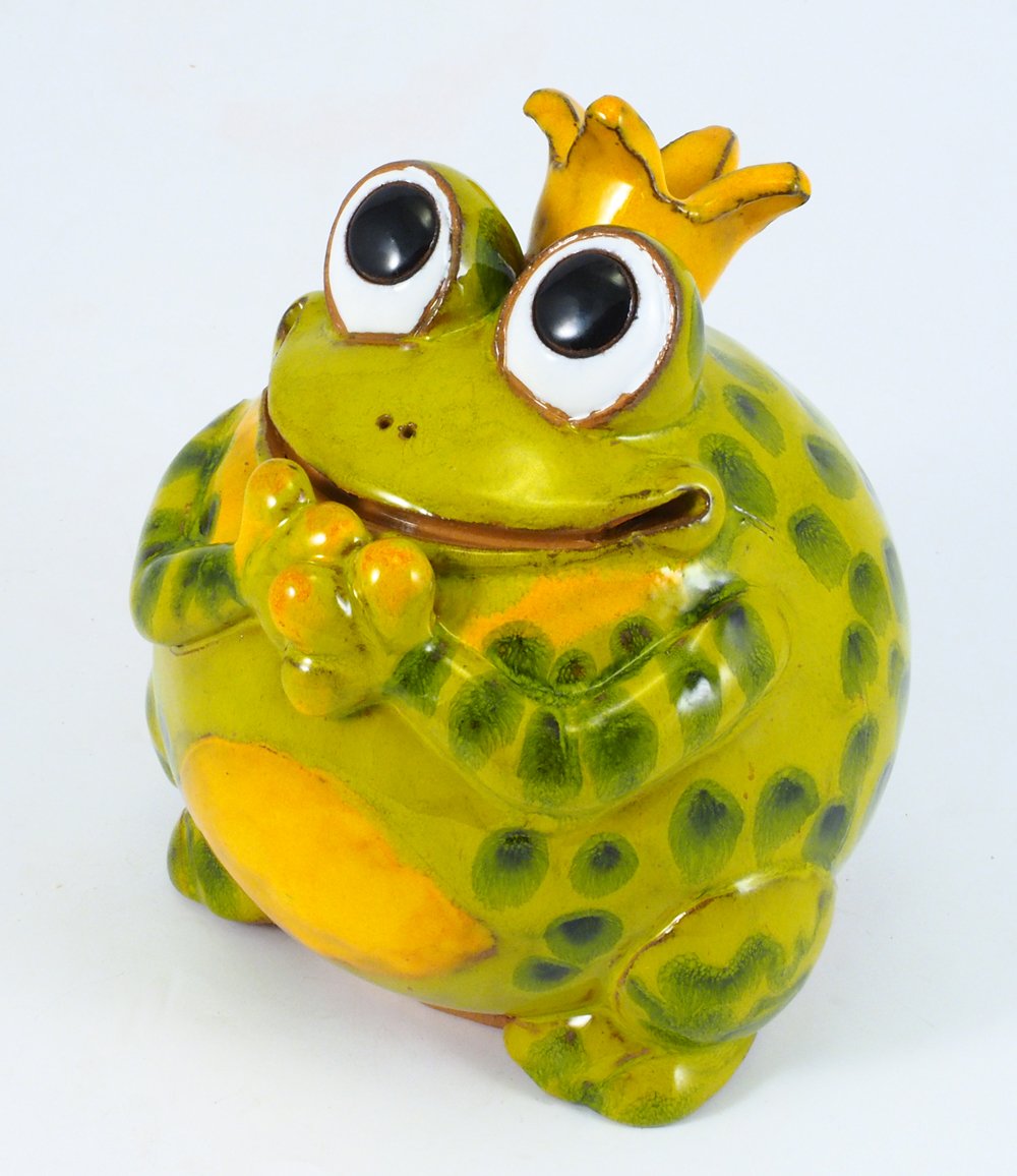 Gartenstecker Keramik Handgefertigt - Gartendeko für Draußen Wetterfest - Garten Deko Keramik - Gartenfiguren & Gartenstatuen - Frosch