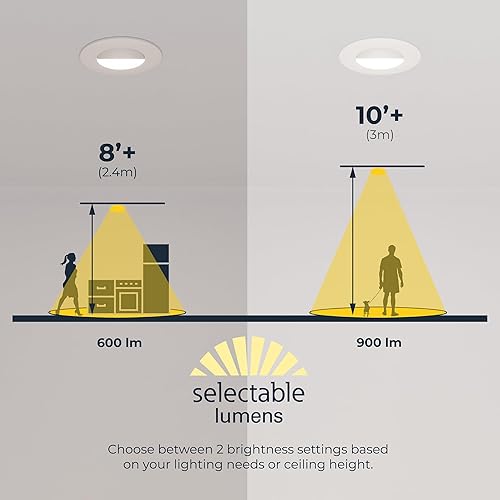 Miniatura 7 de HALO RA - Borde de luz LED empotrado ajustable de 4 pulgadas, 600 lúmenes900 lúmenes, 5 CCT seleccionables (2700 K, 3000 K, 3500 K, 4000 K, 5000 K)