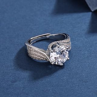 Adjustable Exquisite Zirconia Engagement Ring, Romantic Gift Zirconia Decor Ring