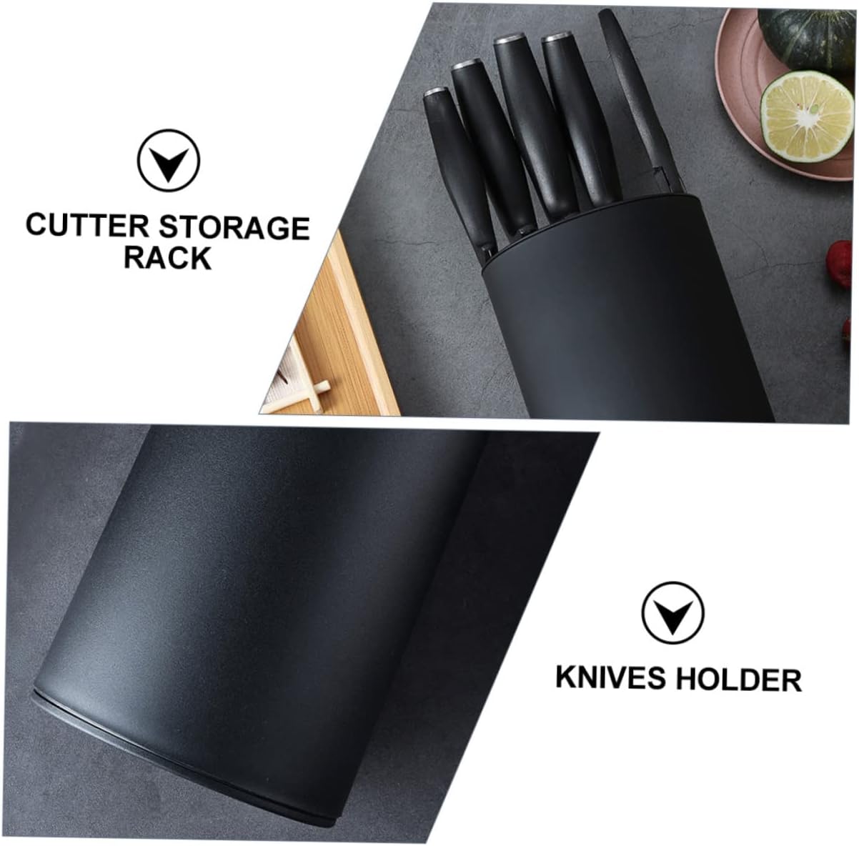 Kichvoe Plastic Cutter Storage Holder Rack Household Kitchen Tool Organizer Plastic Tableware Storage Container Black Easy Access and Safety Design